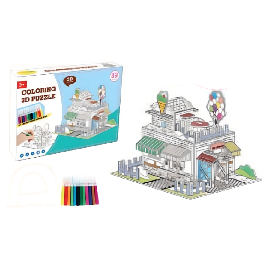 Rompecabezas Heladería 3D para colorear