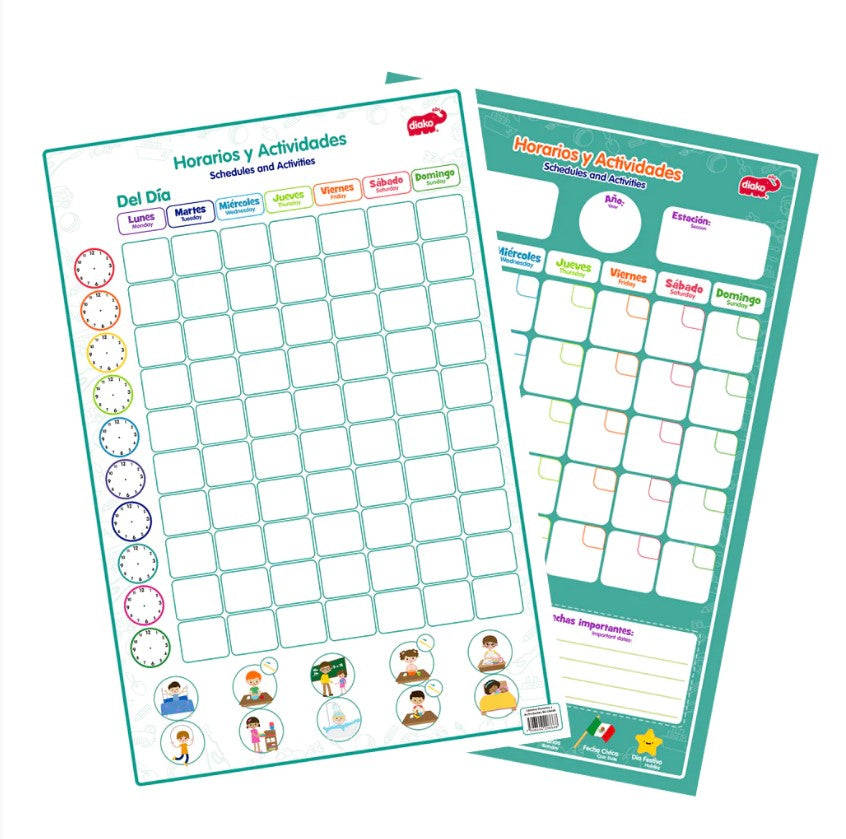 Lámina Horarios y Actividades doble vista