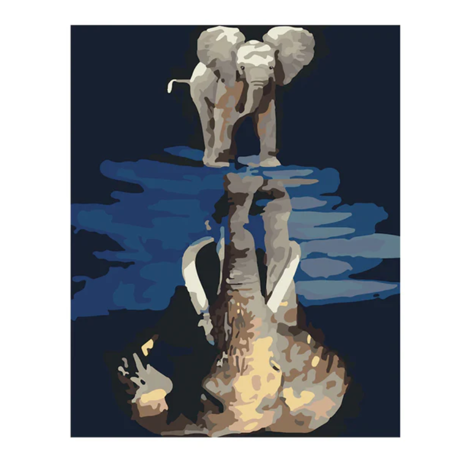 Pinta por numero Reflejo Elefante