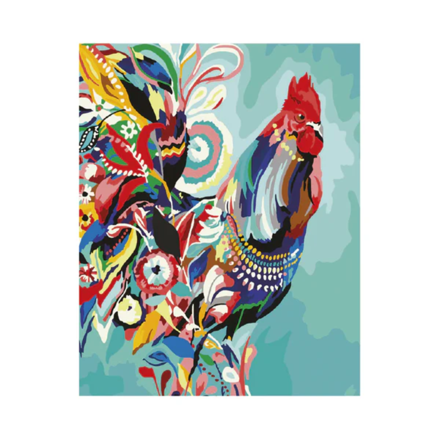 Pinta por numero Gallo de colores