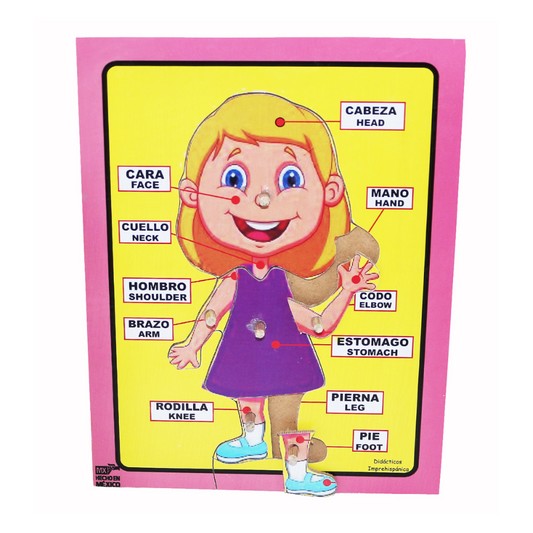 Rompecabezas de pija bilingüe partes del cuerpo