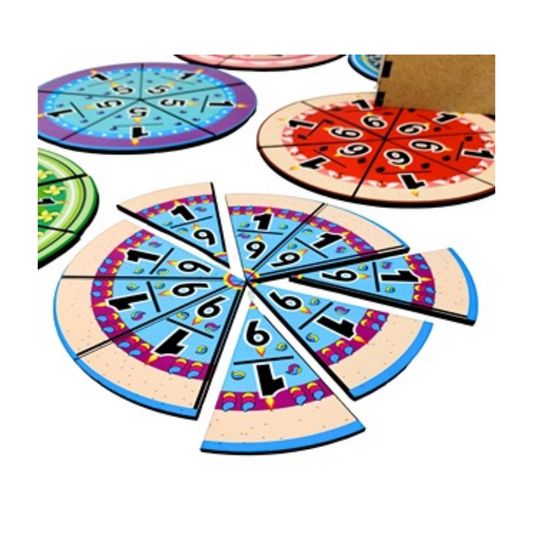 Pastel de fracciones con tarjetas