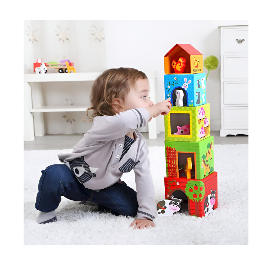 Bloques apilables animales granja.