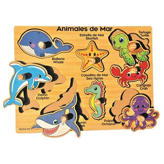 Rompecabezas animales Mar Bilingue