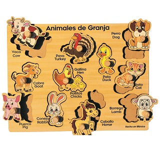 Rompecabezas animales Granja Bilingue