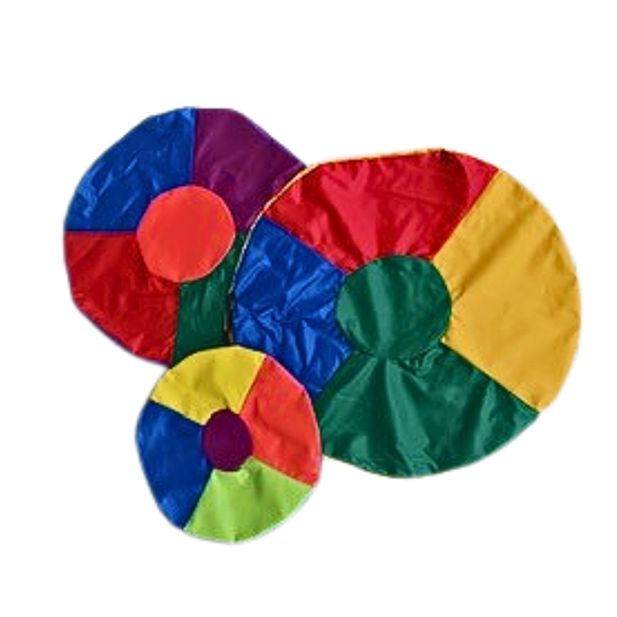 Cojines Puff arcoiris.