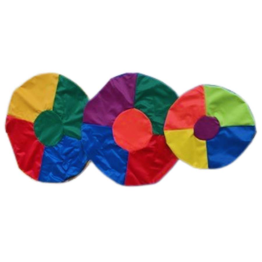 Cojines Puff arcoiris.