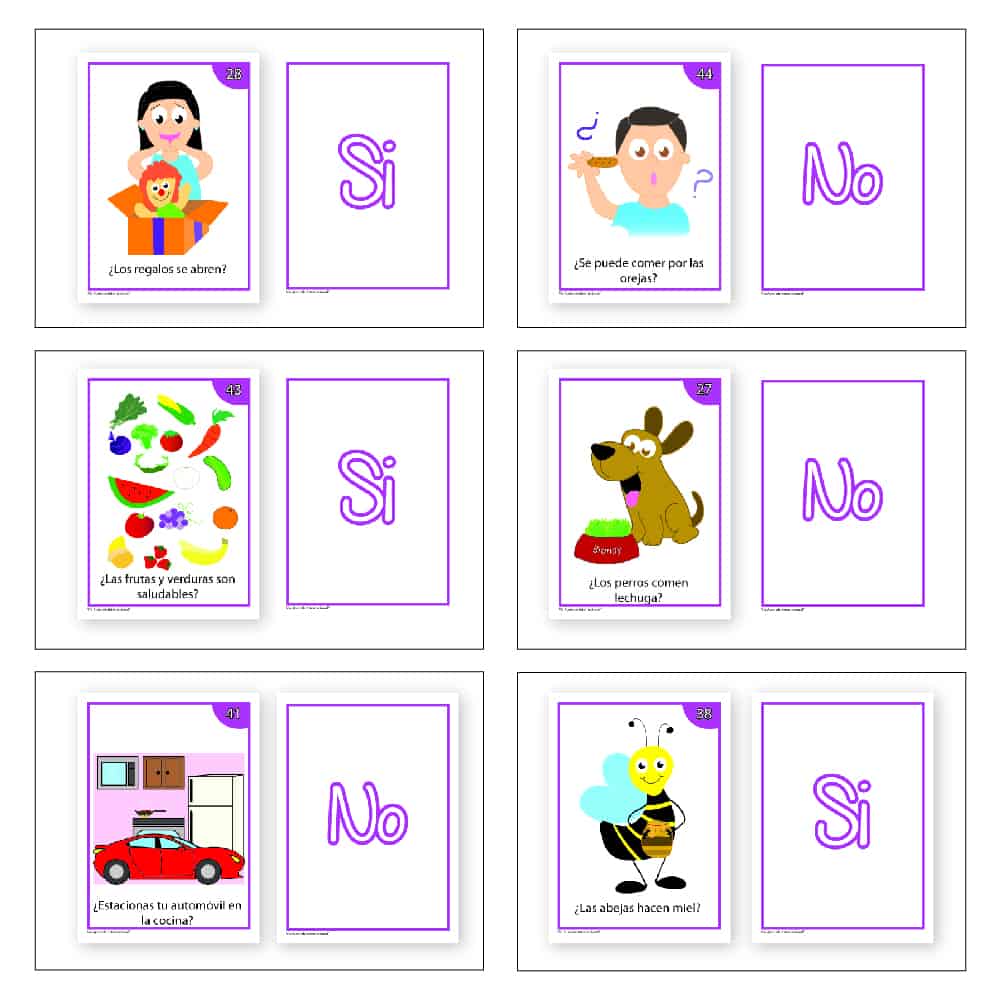 Tarjeta de Vocabulario ¿Si o No?