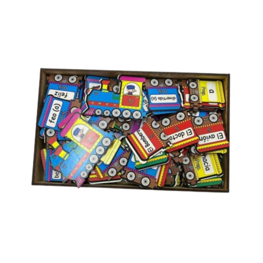 Juego: Tren de oraciones de madera
