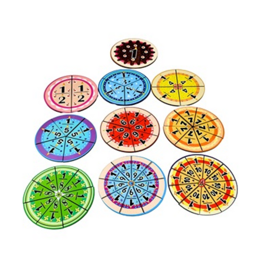 Pastel de fracciones con tarjetas