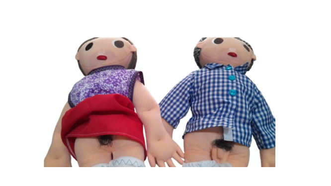 Familia muñecos sexuados 6 integrantes con caras de emociones, parches y más