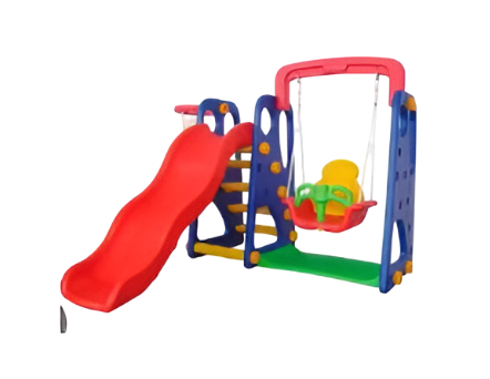 Resbaladilla, columpio y canasta