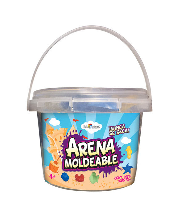 Cubeta con arena moldeable 300 grs.