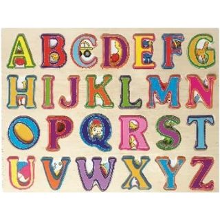 Rompecabezas abecedario en  mayúsculas con base  impresa