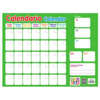 Lamina Calendario Y Cumpleaños Esp/Ing