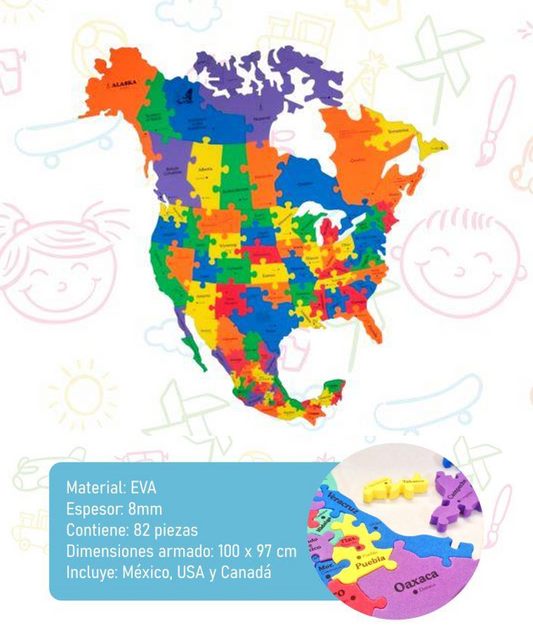 Mapa Jumbo de América del Norte (México, Estados Unidos y Canadá)